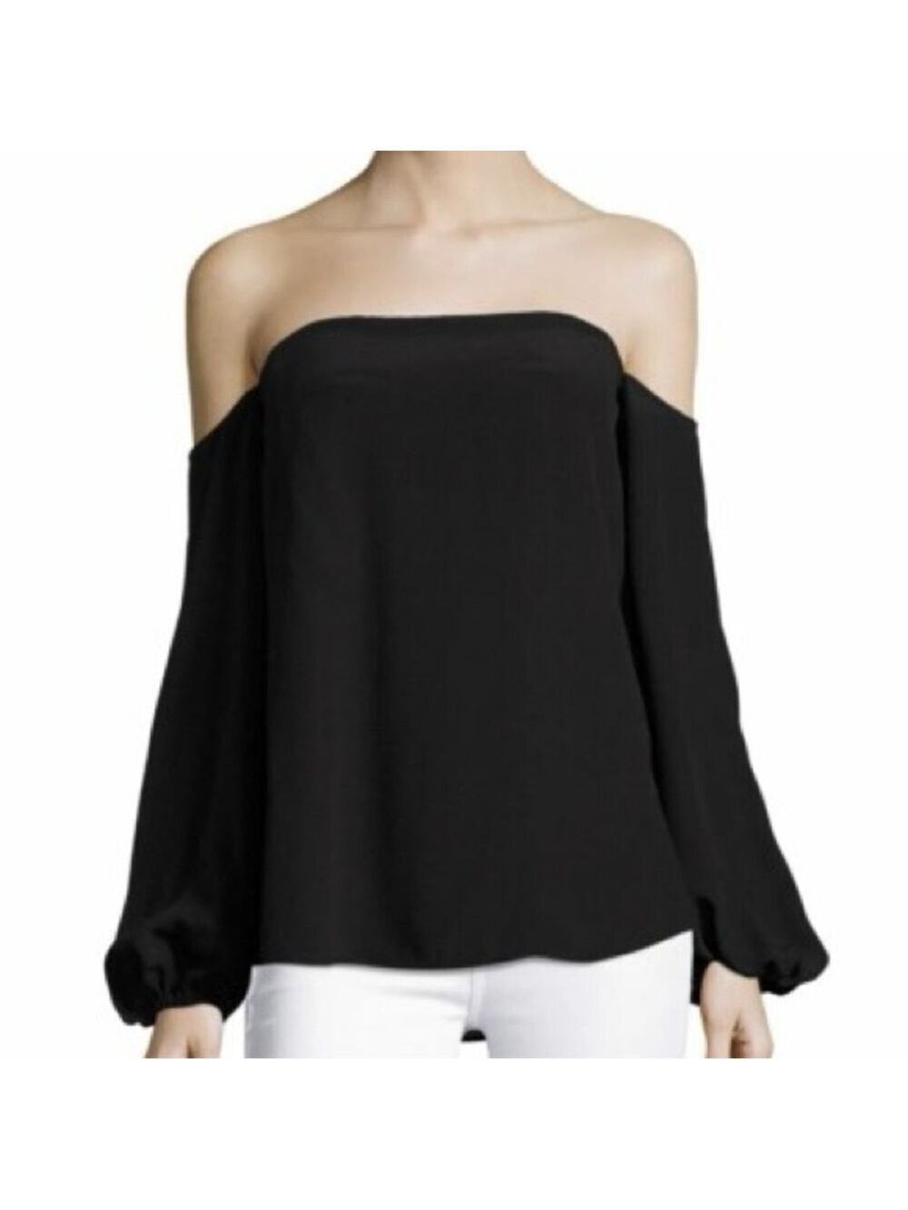 Theory Laureema Silk Off-the-Shoulder Top Size 0 Black